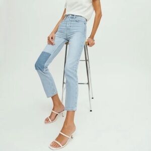 Reformation Cynthia Patch High Rise Straight Jeans